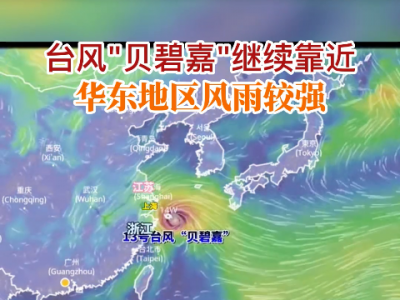 臺風“貝碧嘉”繼續靠近華東地區 風雨較強 (215播放)